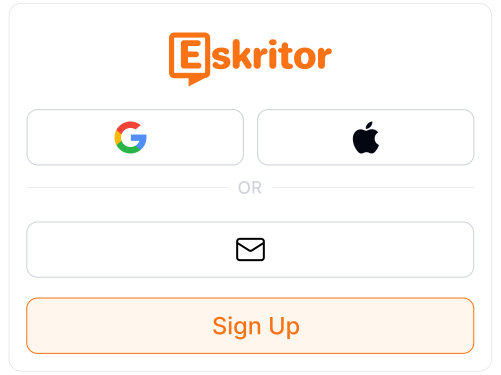 Image depicting the first step of using Eskritor AI Writer: signing up to access powerful writing tools.