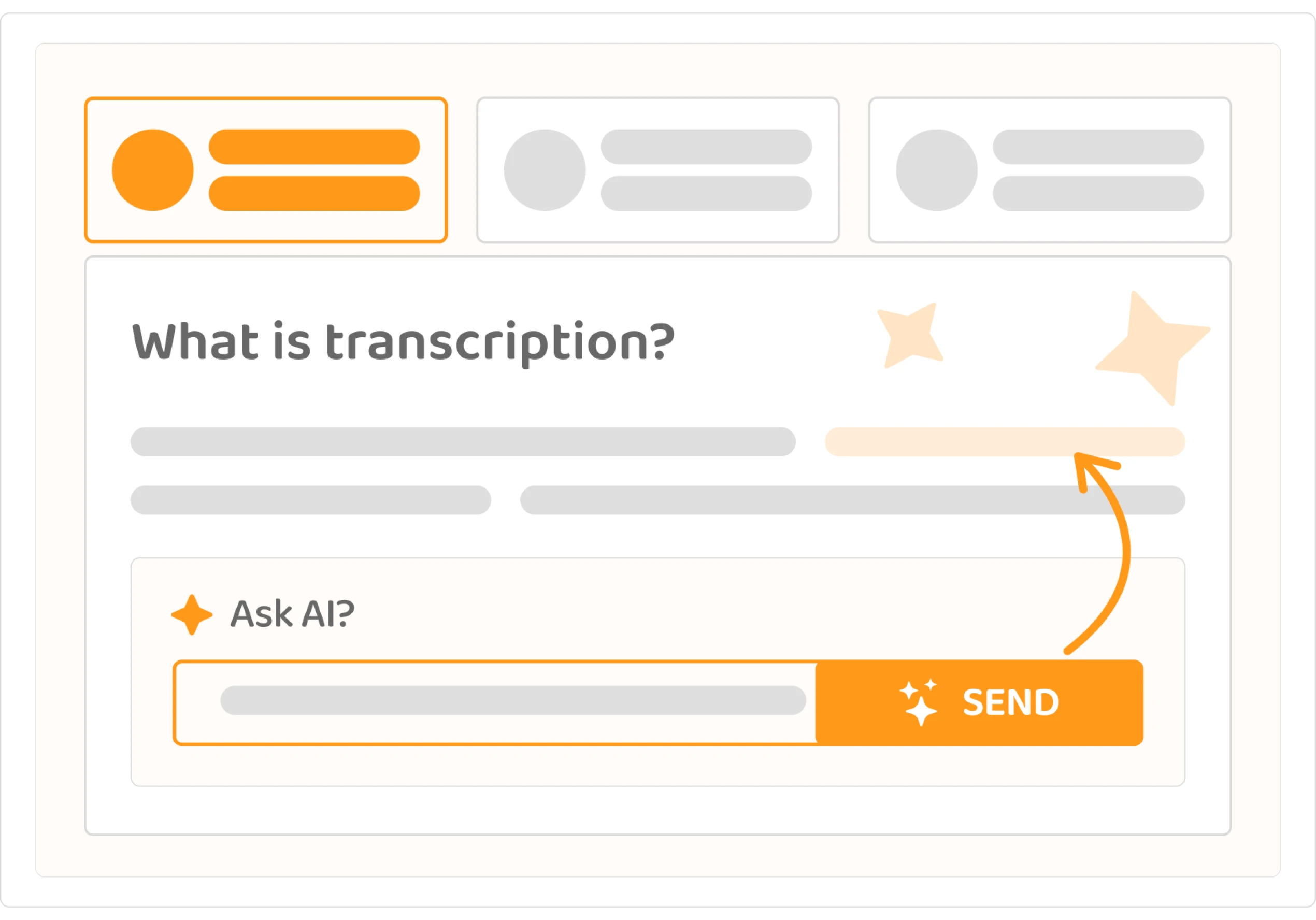 Das Dashboard von Eskritor, das die Funktionen zeigt.